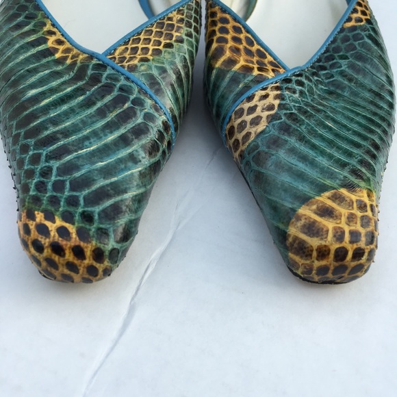 Bisou Bisou snakeskin kitten heel aqua clog - Picture 5 of 7