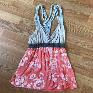Babydoll Tank Top size M with coral floral