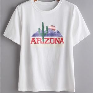 ROMWE Arizona logo white tshirt in size large NWOT