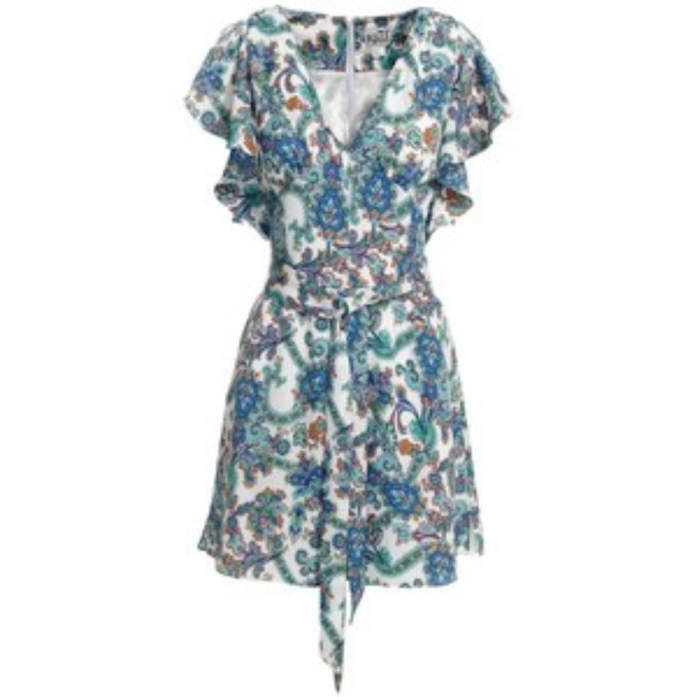 Reiss Florida Paisley Belted Playsuit