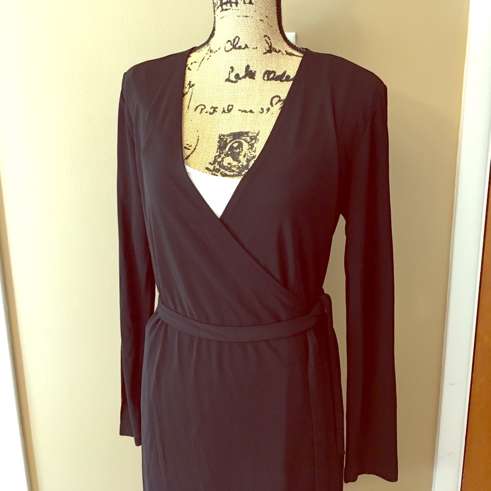 Nina Leonard Long Sleeve Wrap Dress Sz M