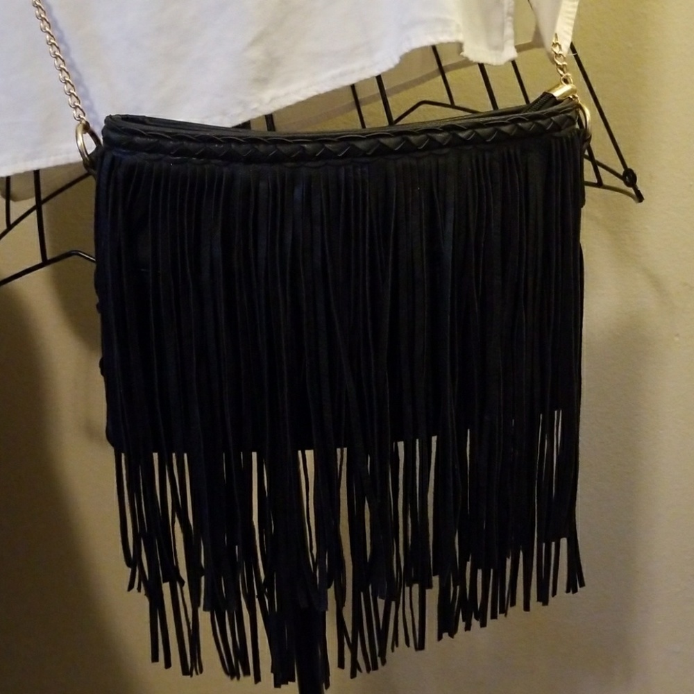 Black Fringe Bag