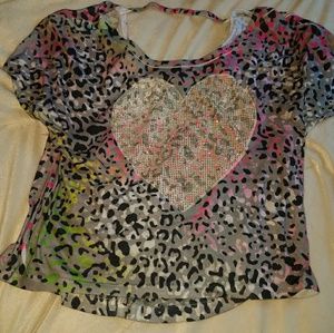 Rainbow cheetah slouch fit tshirt
