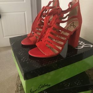 Same Edelman yarina blood orange heels