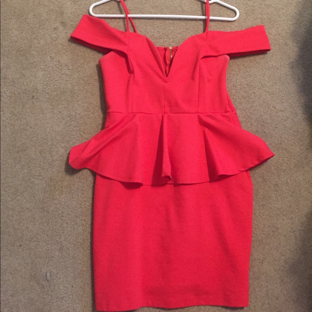 Off the shoulder peplum mini dress