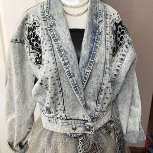 Vintage Studded Denim Jacket with Embellishments