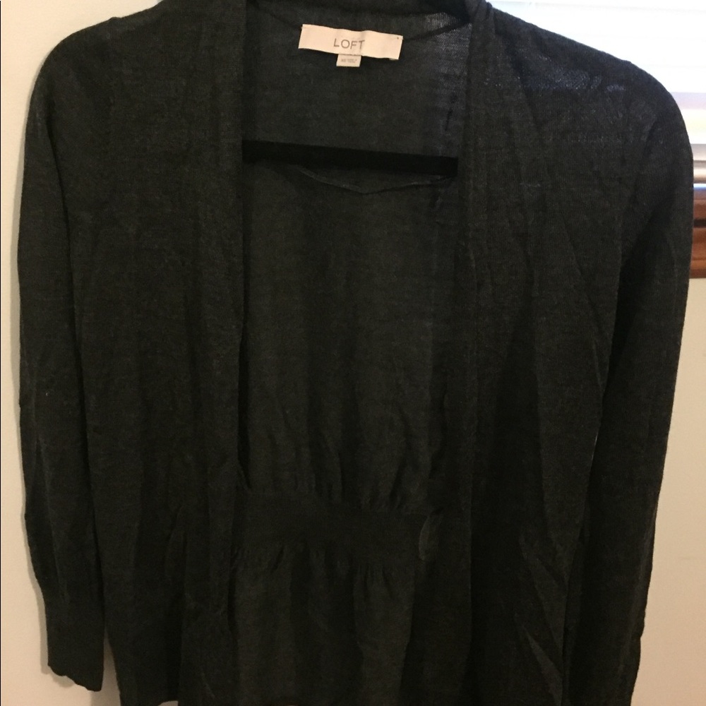 Ann Taylor Loft Charcoal Open Cardigan Size XS