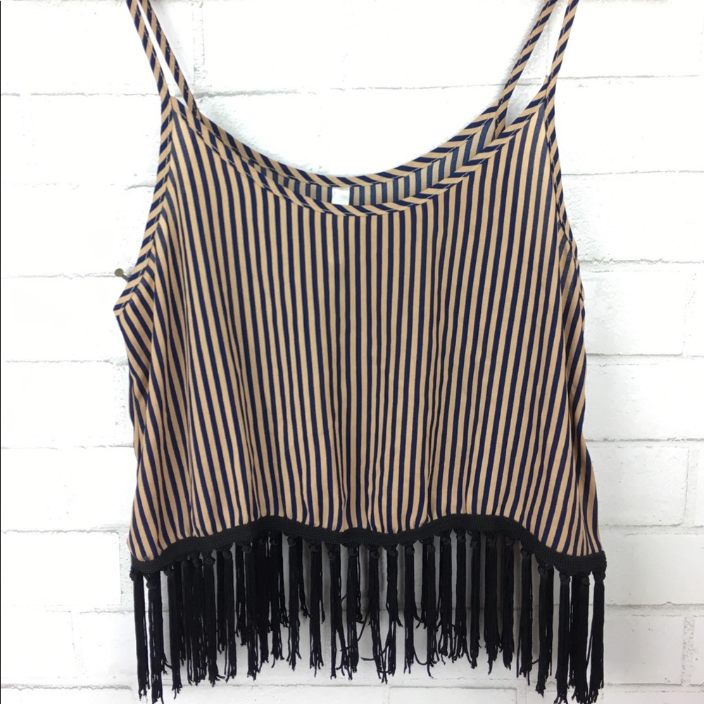 Tank top crop top Tassels Boho Striped Romantic