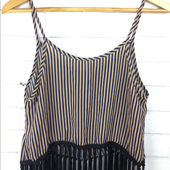 Tank top crop top Tassels Boho Striped Romantic - Picture 3 of 5