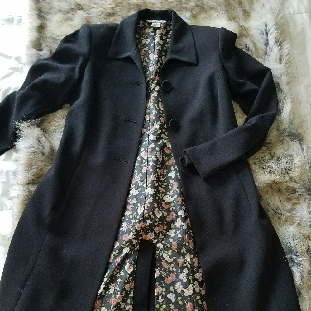 CAbii embroidered black opera trench coat.