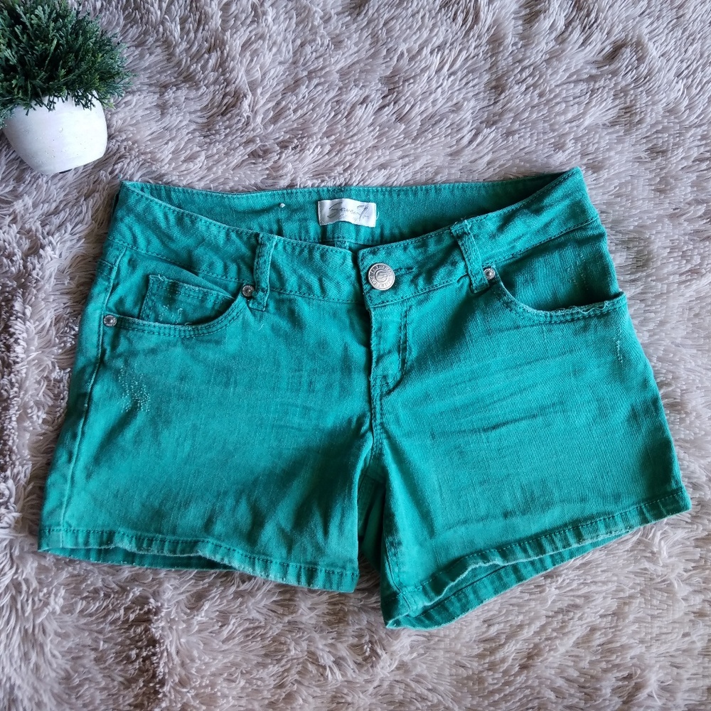 Seven7 Green Denim Shorts Size 4