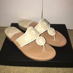 JACK ROGERS whipstitched sandal — Bone