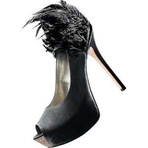 Enzo Angiolini platform feathered black heels