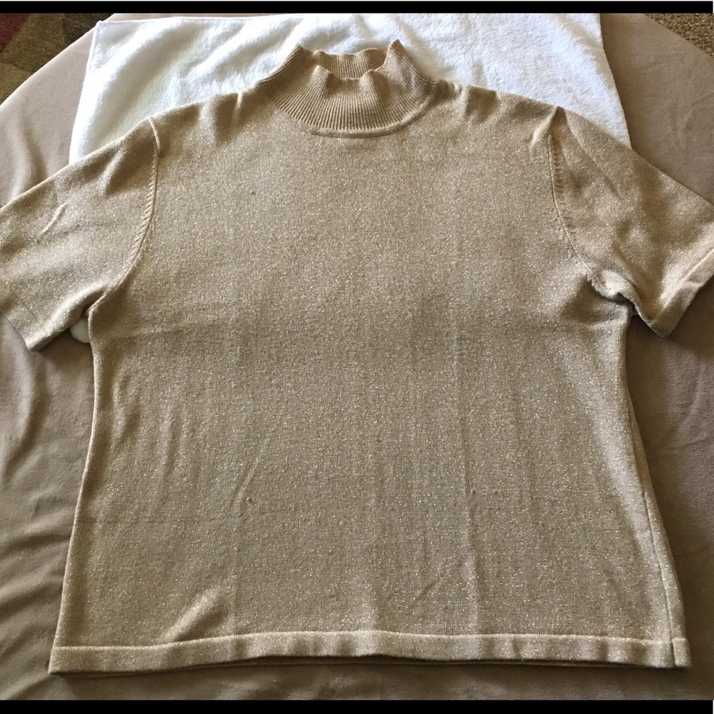 Casual Corner Gold Sparkle Mock Turtleneck