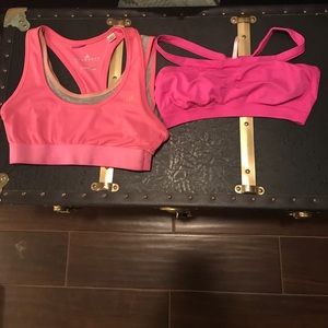 Two pink sports bras-- Adidas and Nature intimates