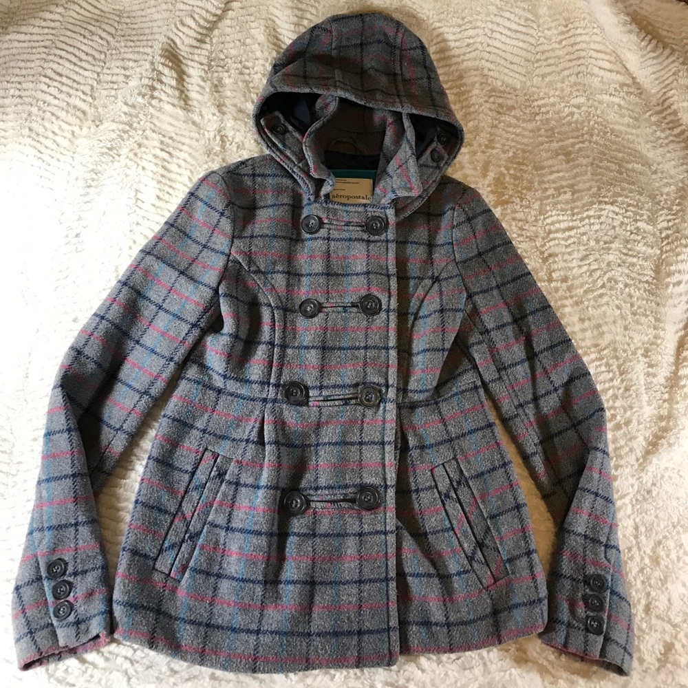 Aropostale Grey Double Button Down Jacket Hoodie - image 1