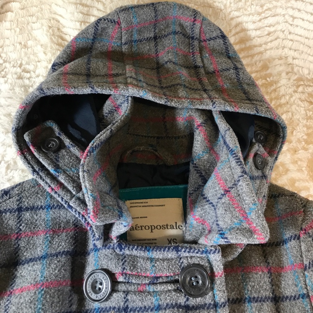 Aropostale Grey Double Button Down Jacket Hoodie - image 5