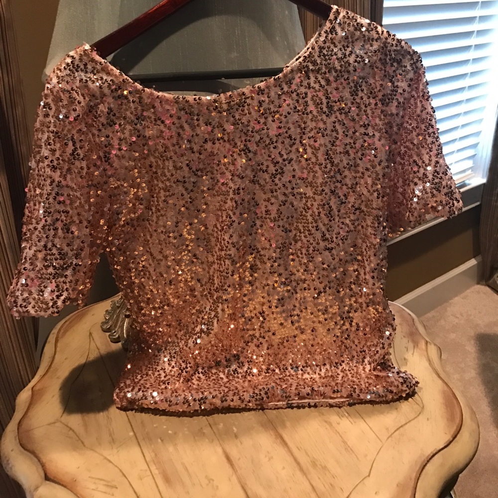 Rose gold sequin top