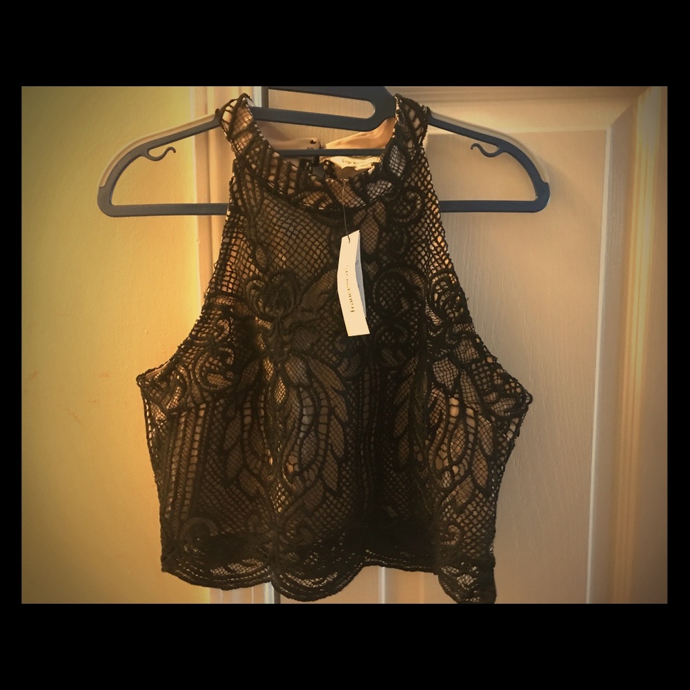 Francesca's black lace halter blouse
