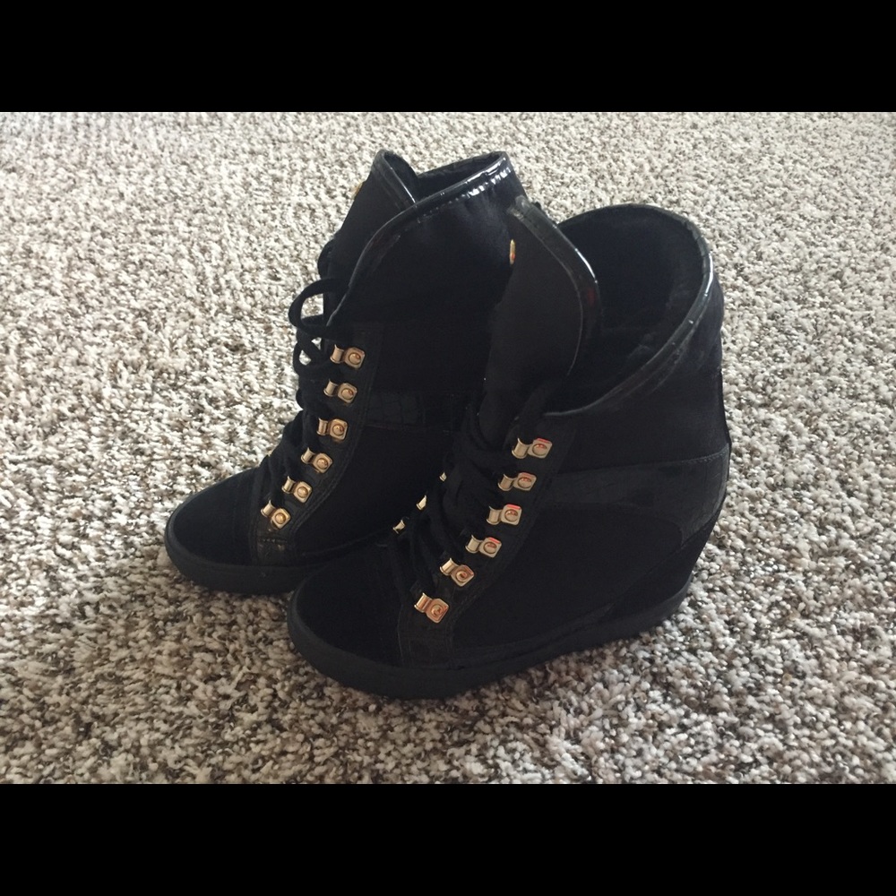 ALDO fur tennis shoe wedges