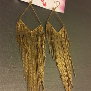 Large tasseled golden earrings