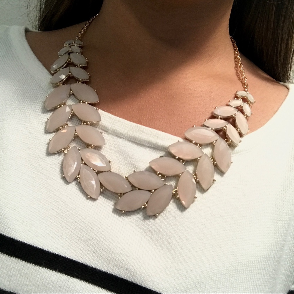 Marquise Nude-Blush Gem Faceted Gold Necklace