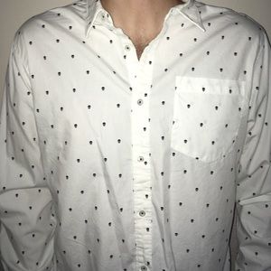 Mens button down shirt with skull detail
