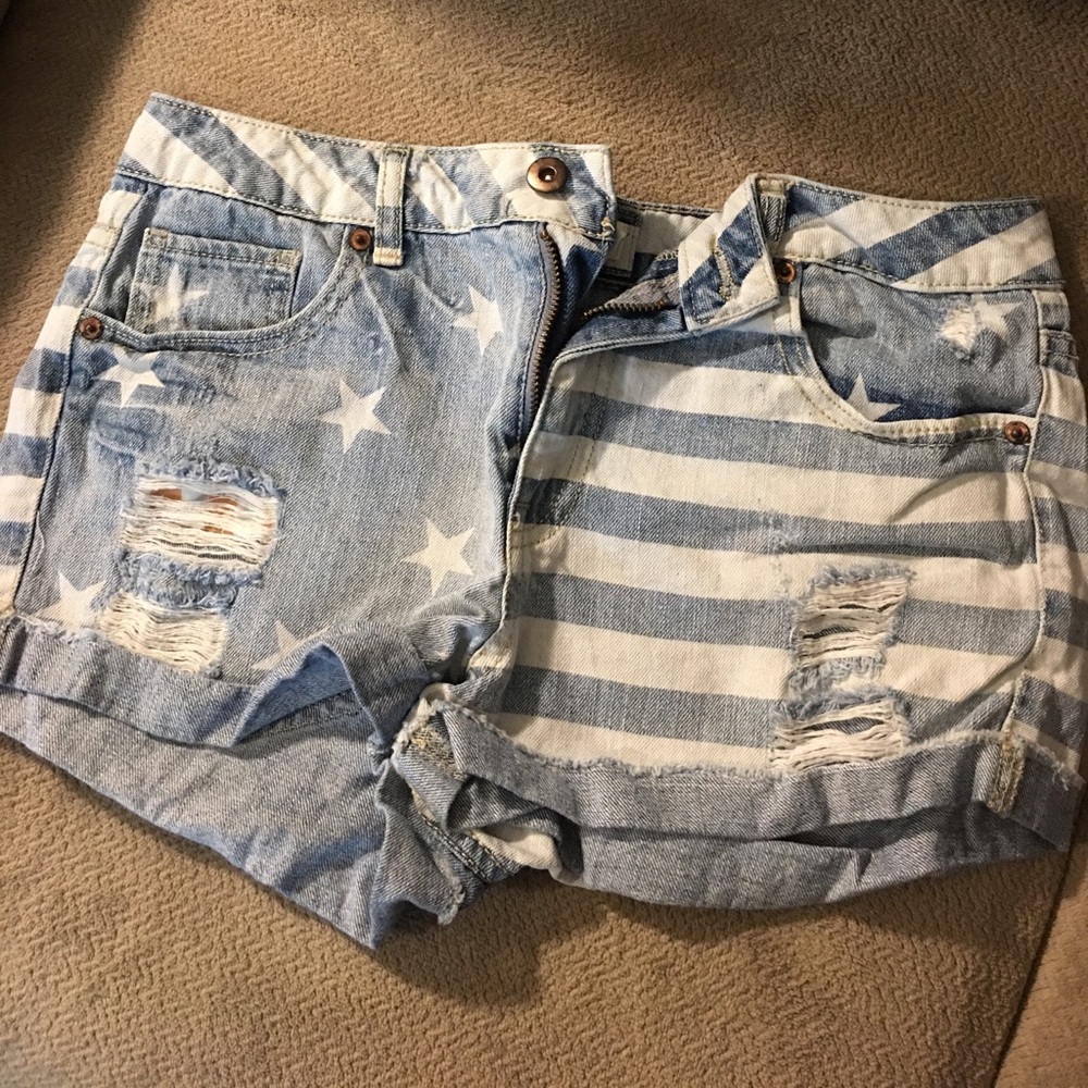 American flag jean shorts