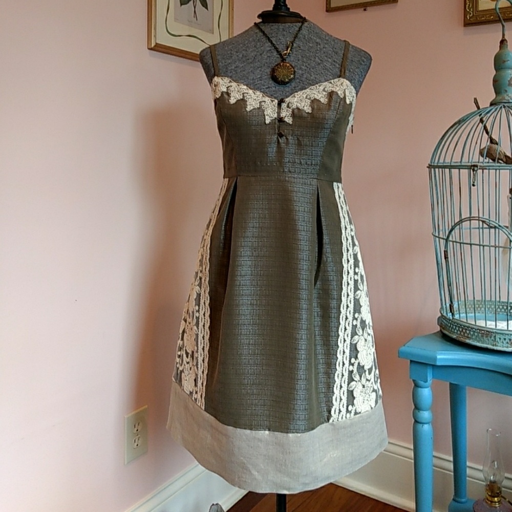 Anthropologie Lace and Linen Dress
