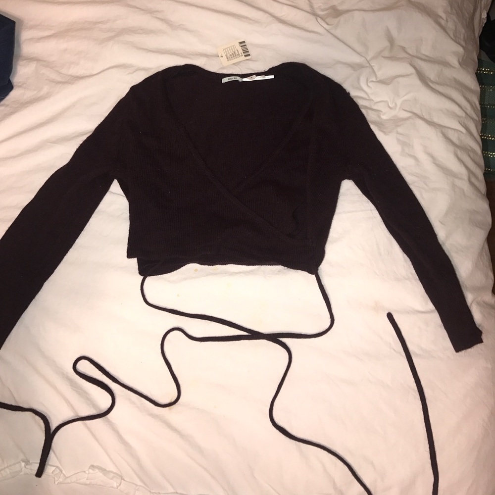 Dark purple, Crop top, strings wrap around waist