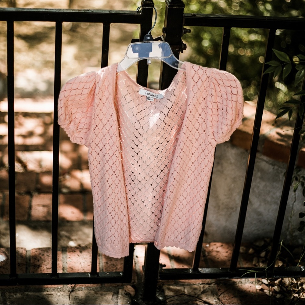 Forever 21 Light Pink Button Down Sweater
