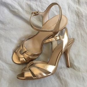 SOLD Rose Gold Leather heel sandals