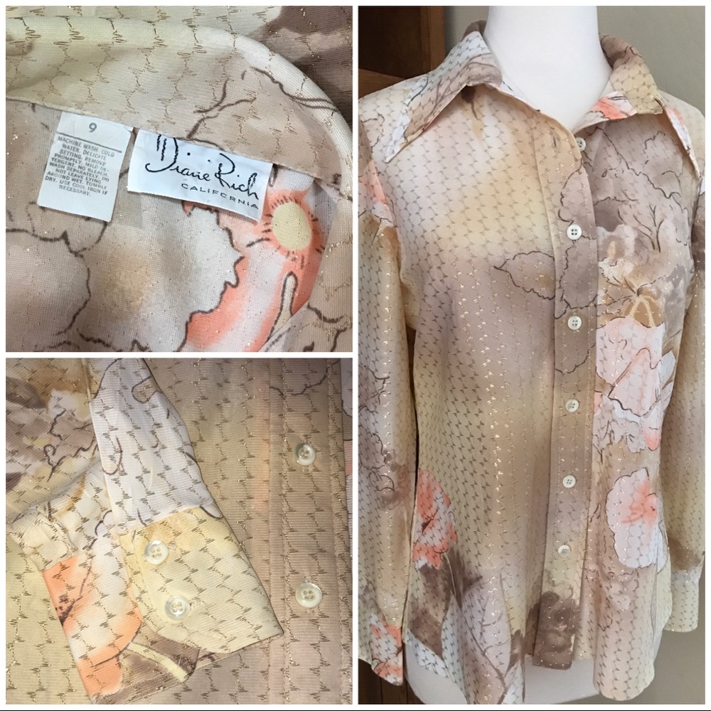 *SOLD*Vintage-Retro-Disco Shirt-70's-Floral