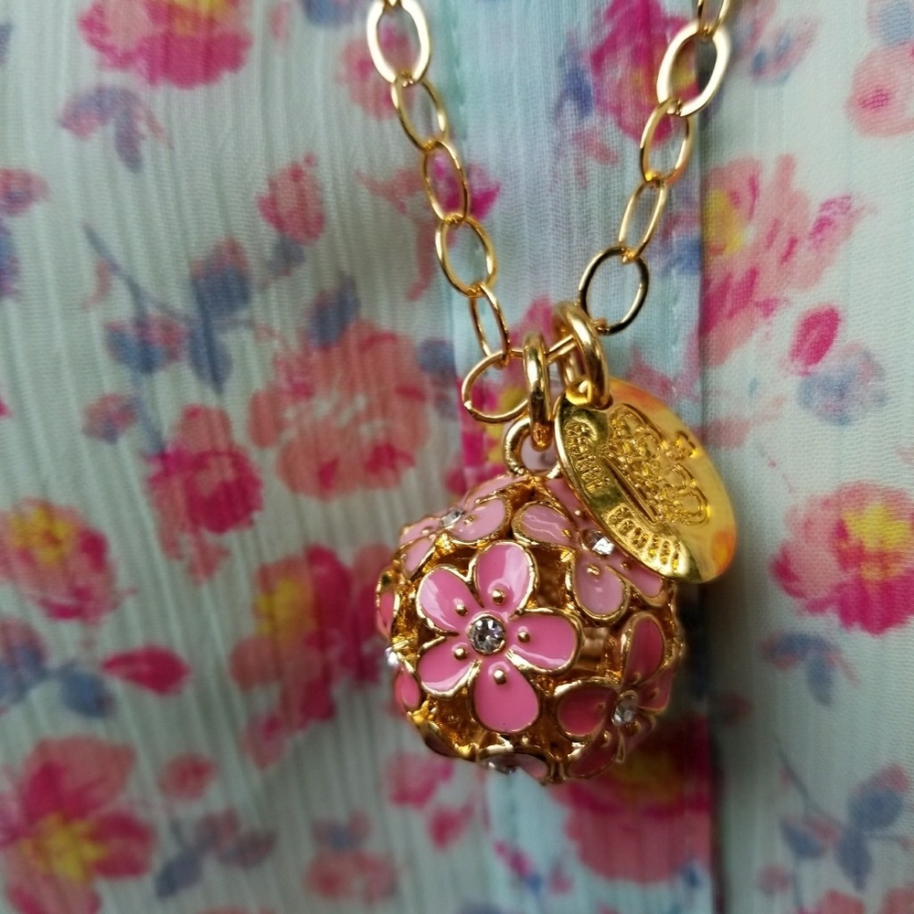Pink Enamel Flower Necklace