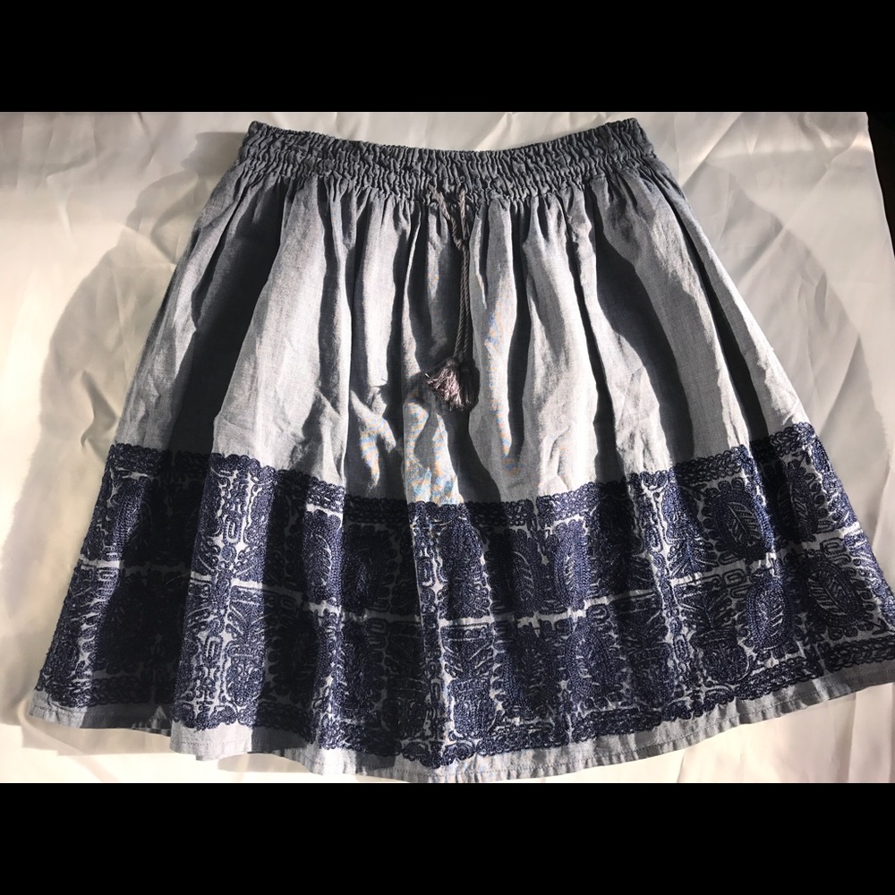 J.Crew Embroidered drawstring pull on skirt