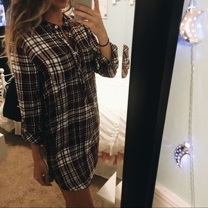 Plaid Button Up Shirt Dress