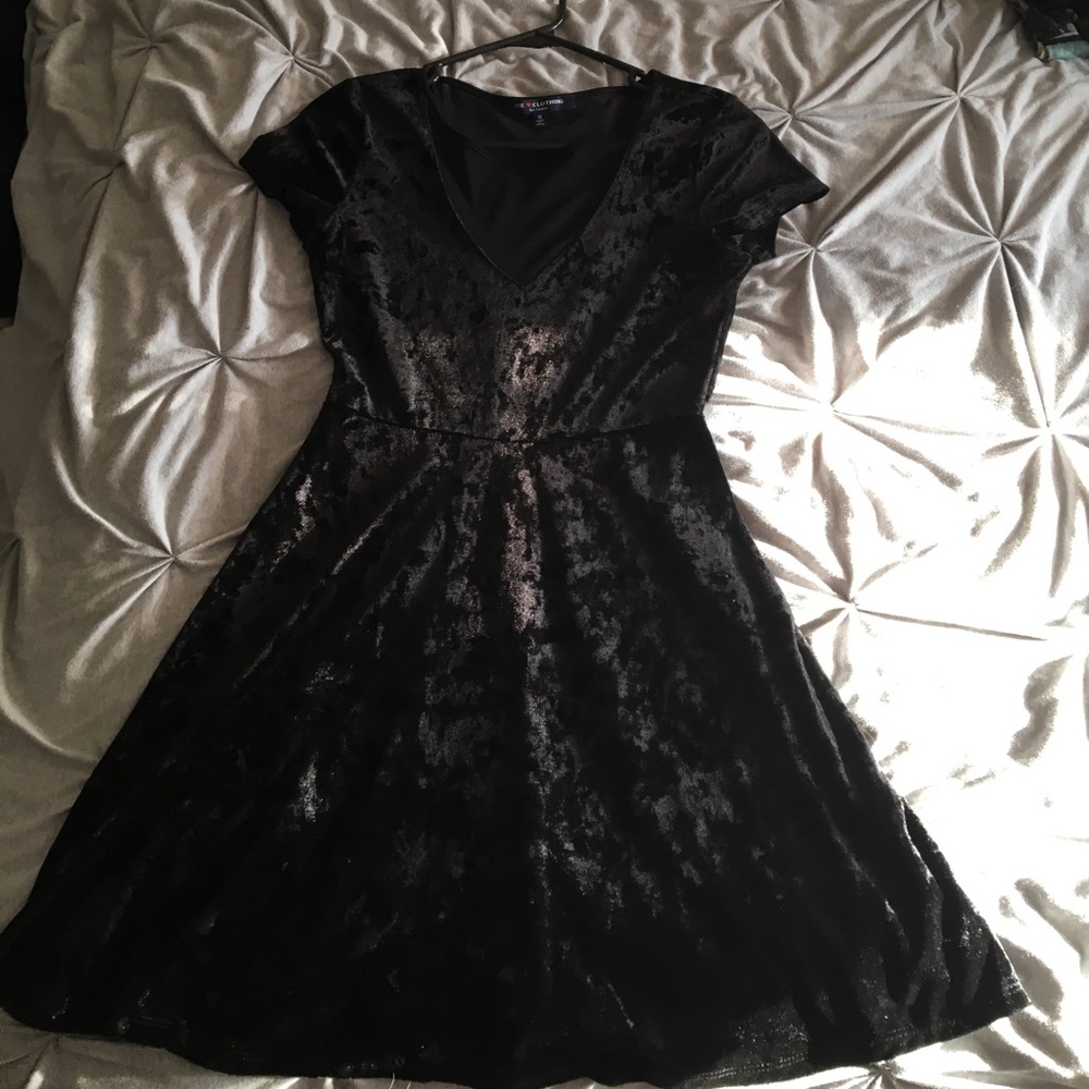 SOLD--NBW Black velvet skater dress