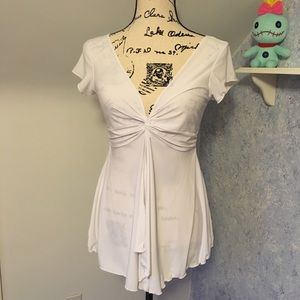 V neck blouse with knot front