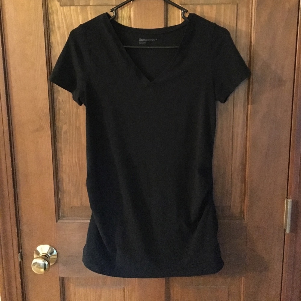 Maternity Pure Body black short-sleeve V-neck tee