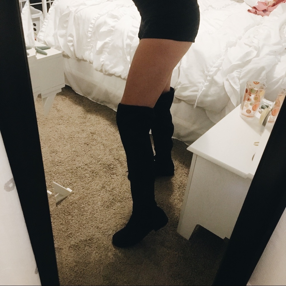 Bamboo Black Over The Knee Drawstring Boots ✨