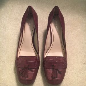 Oxblood Nine West Block Heel Loafers