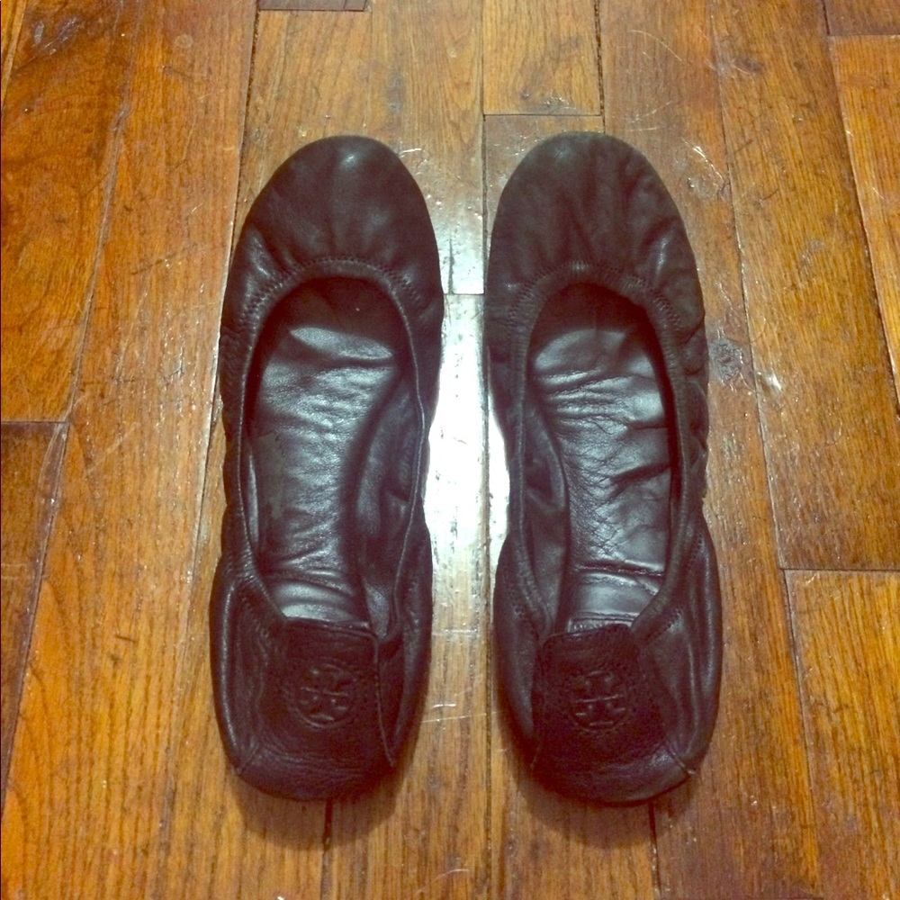 Tory Burch Eddie flats black leather size 9