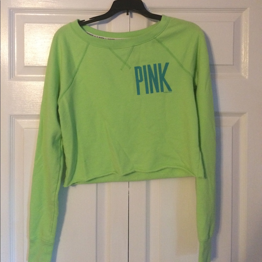 green XS PINK crop sweatshirt