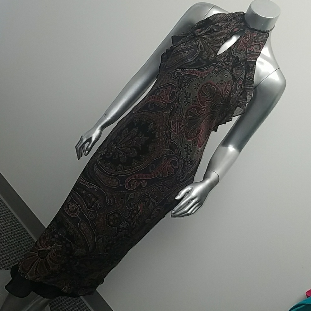 Sexy tie wrap silk dress with keyhole front