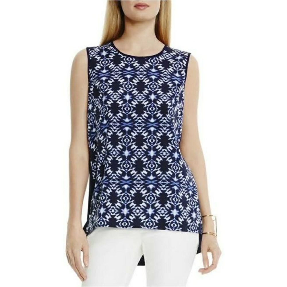 Vince Camuto L chiffon printed shirt NWT