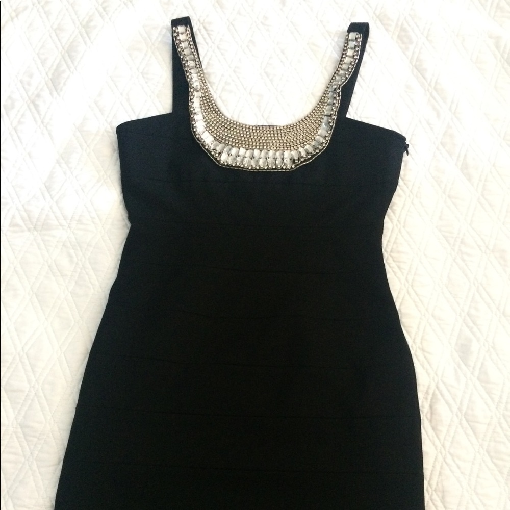 Black dress with jeweled bib
