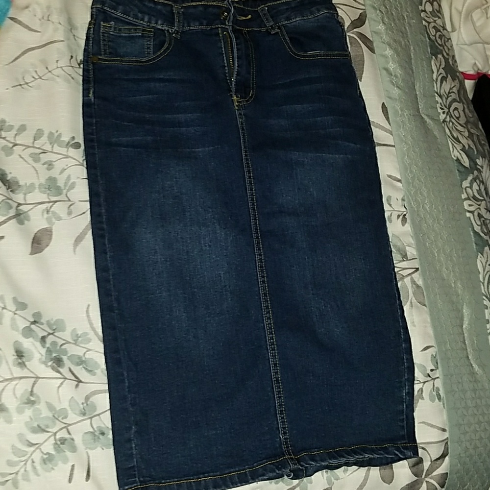 Midi Denim pencil skirt