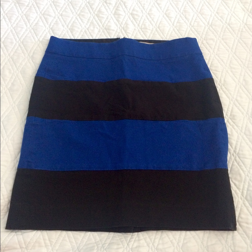 Blue and black striped pencil skirt
