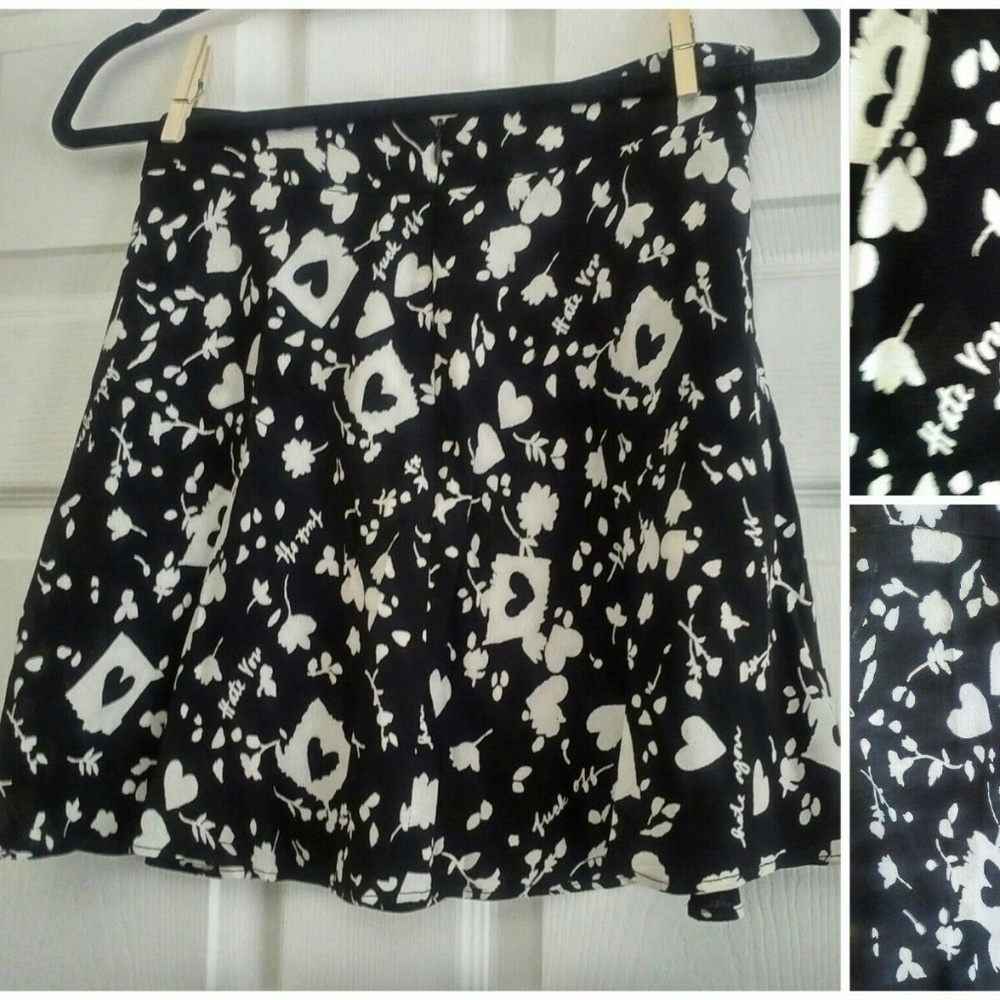 Reformation Hate You Fuck Off Skirt Black White