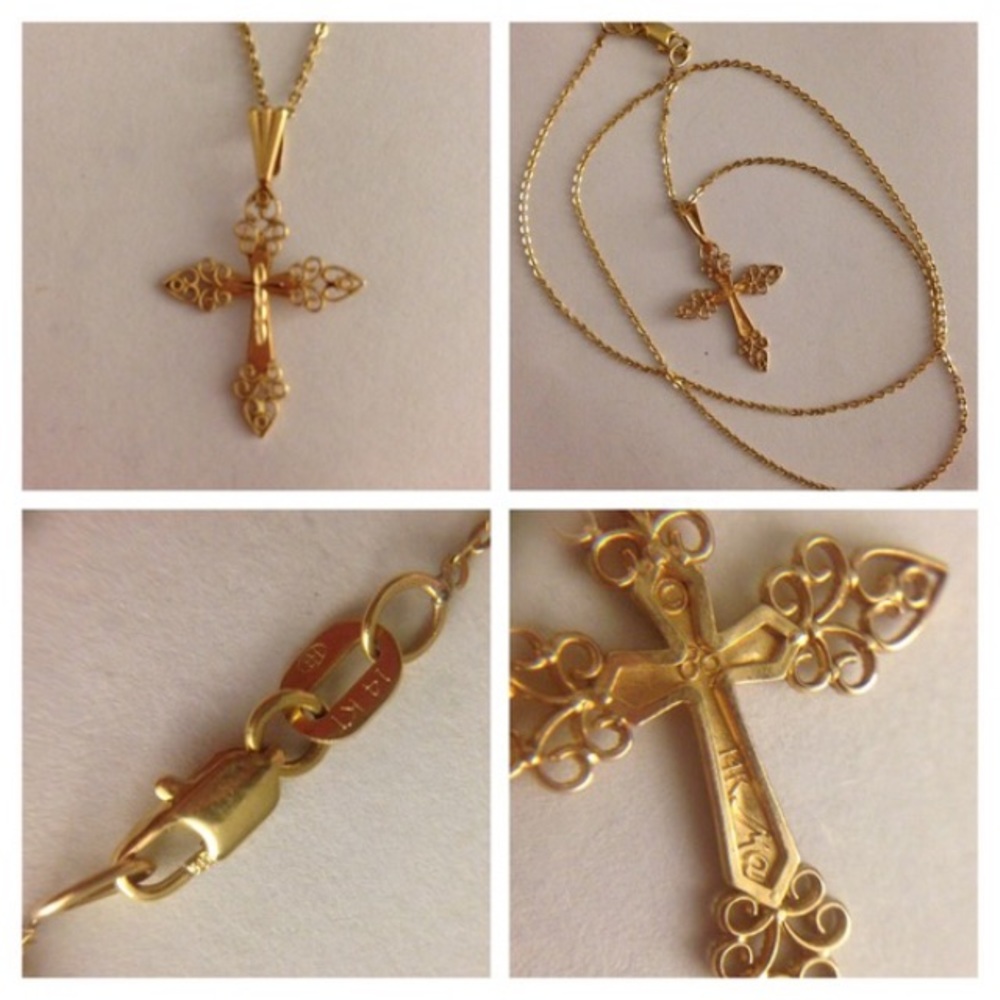 14K Yellow Gold Cross Necklace
